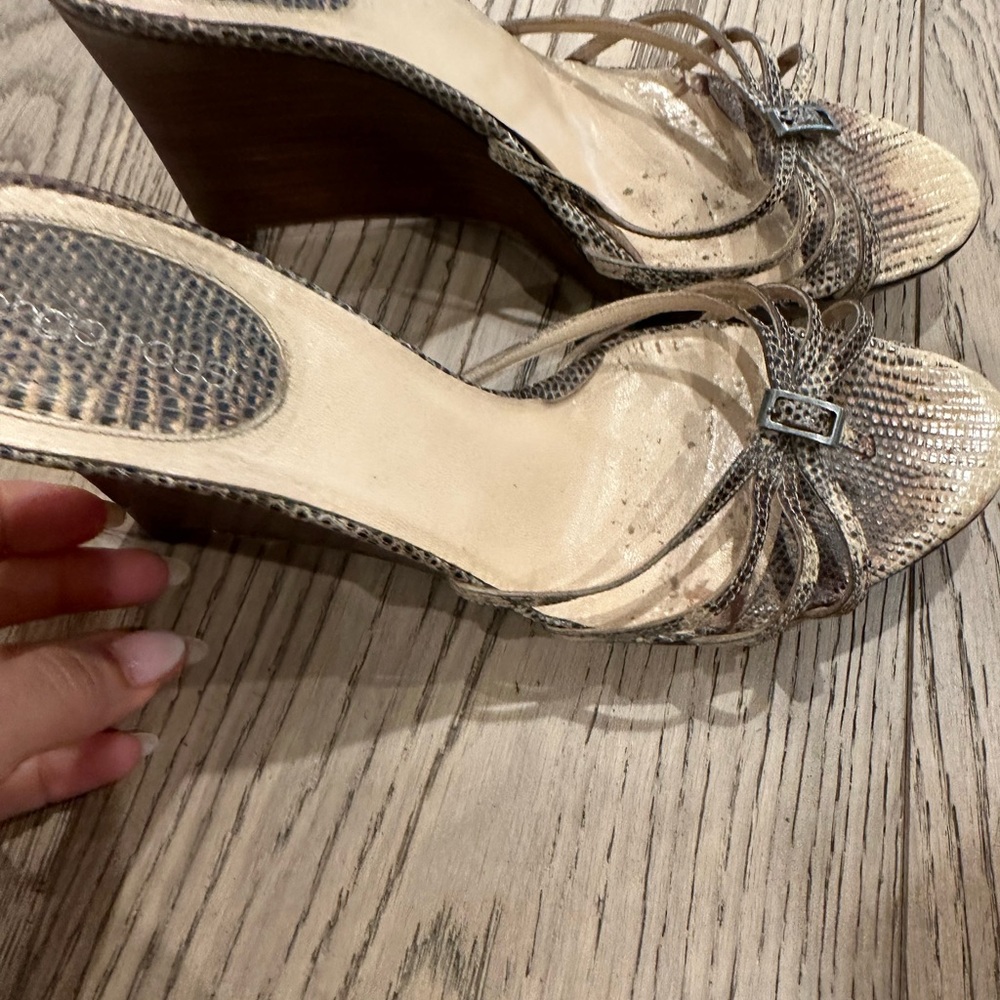 Elegant Snakeskin Wedge Sandals